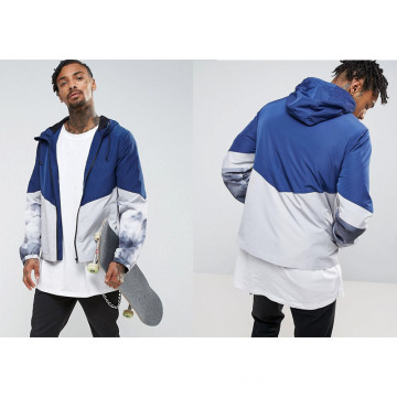 Zip Jacket Through Windbreaker with Panel Detail in Blue